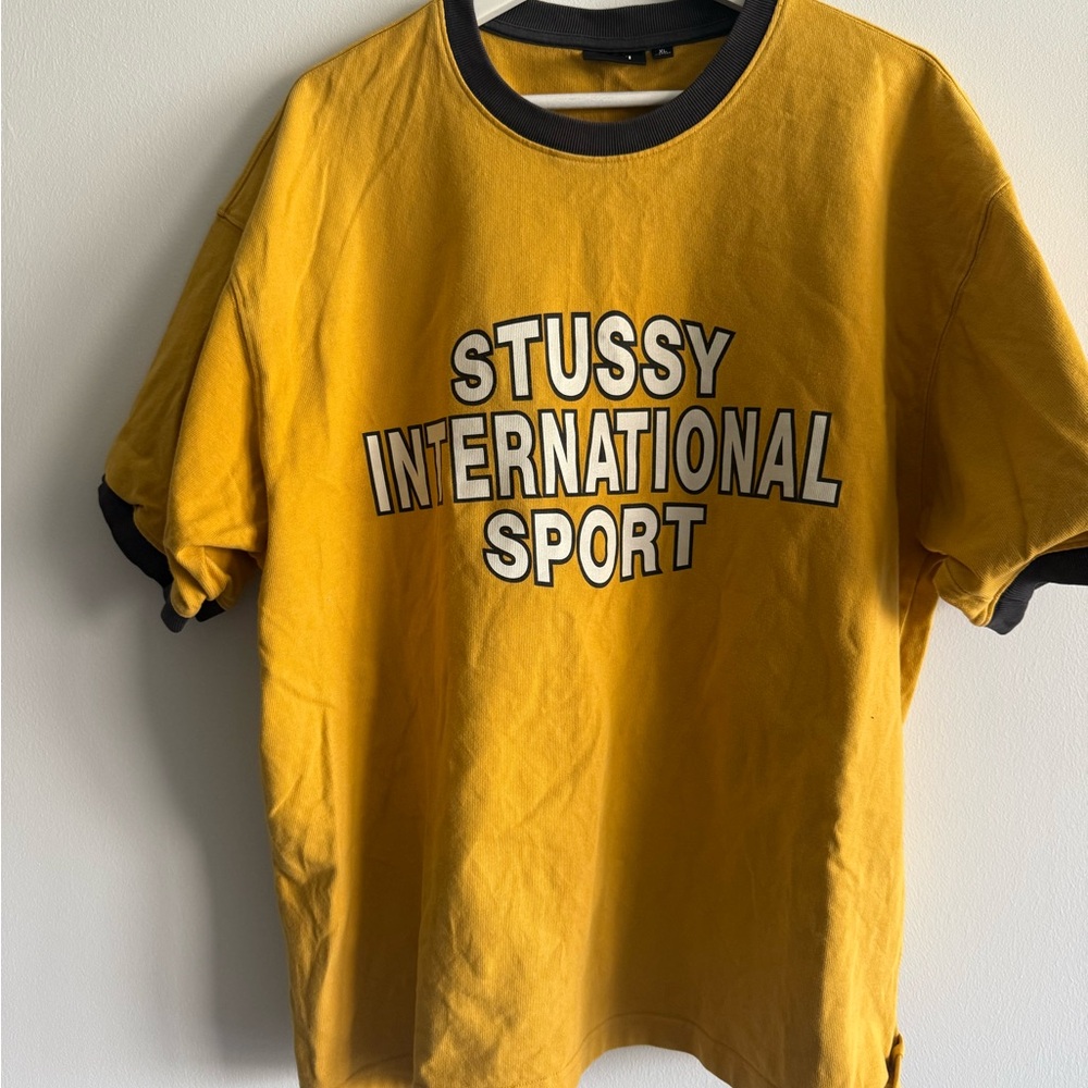 Stussy Gold and Black Men's Tee